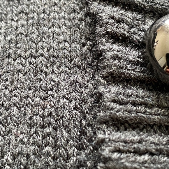 Cable & Gauge Knit Gray Sweater with Buttons - Picture 3 of 4